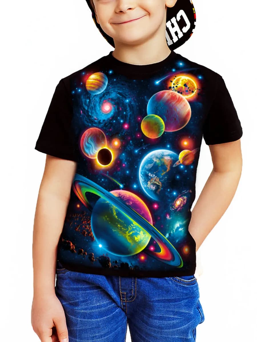 Футболка c принтом светящимся Космос