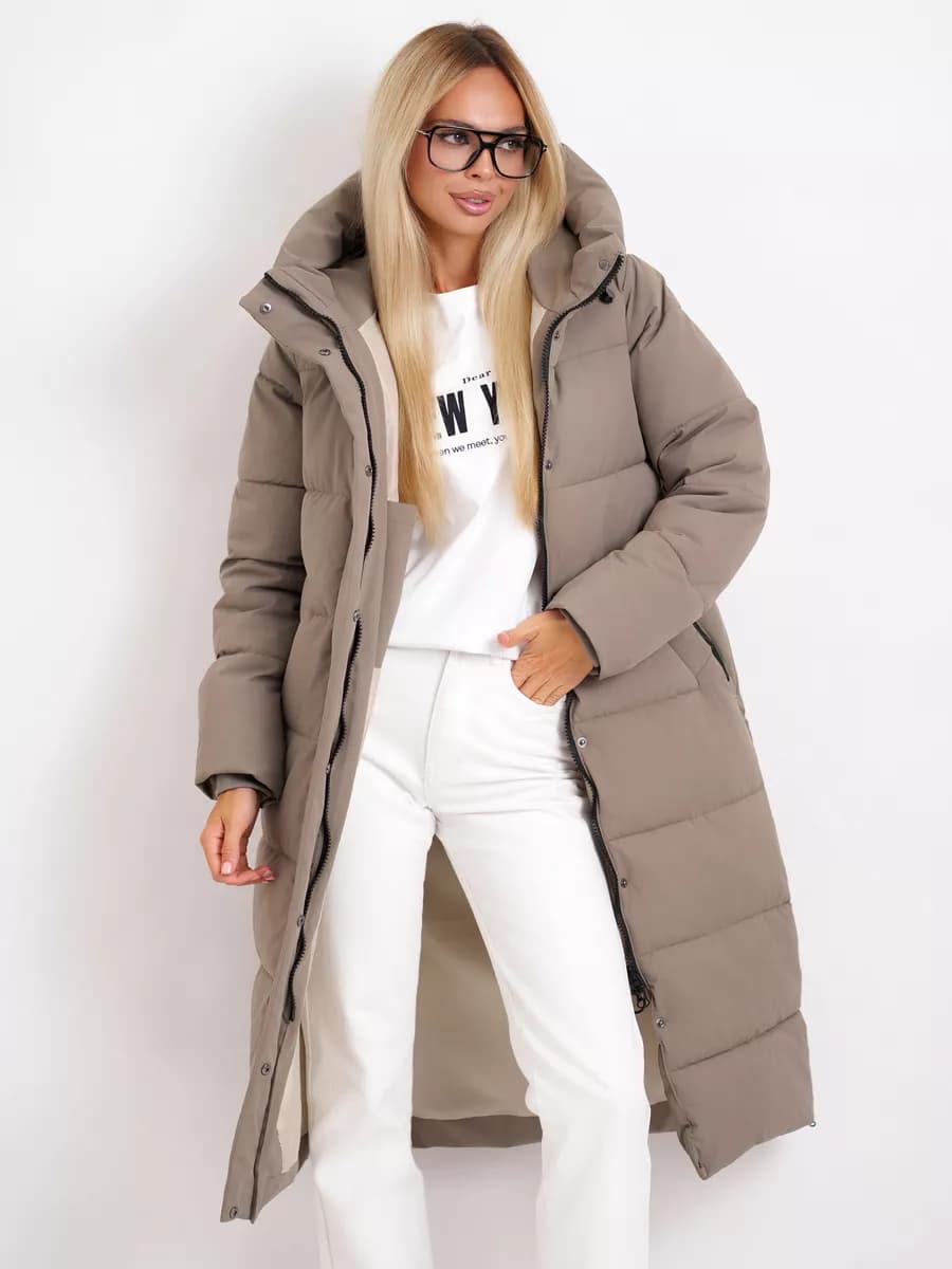 Куртка зимняя длинная с капюшоном - фото 1