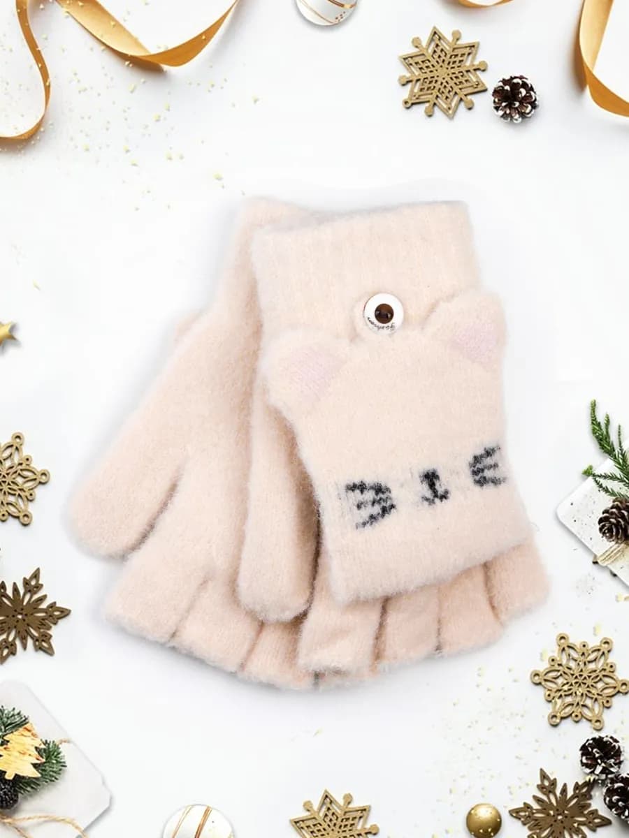 Перчатки-варежки без пальцев-митенки (5-7 лет)