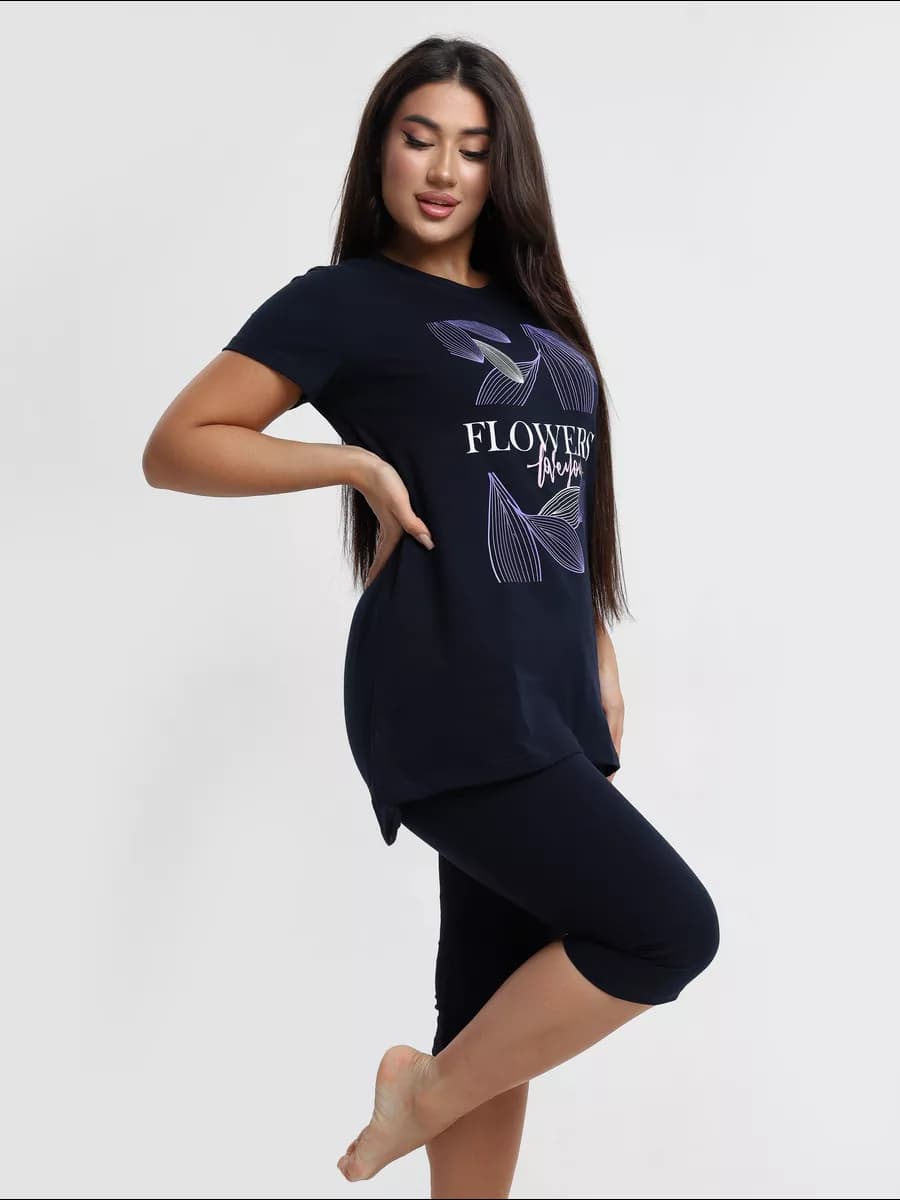 Костюм домашний с бриджами летний больших размеров