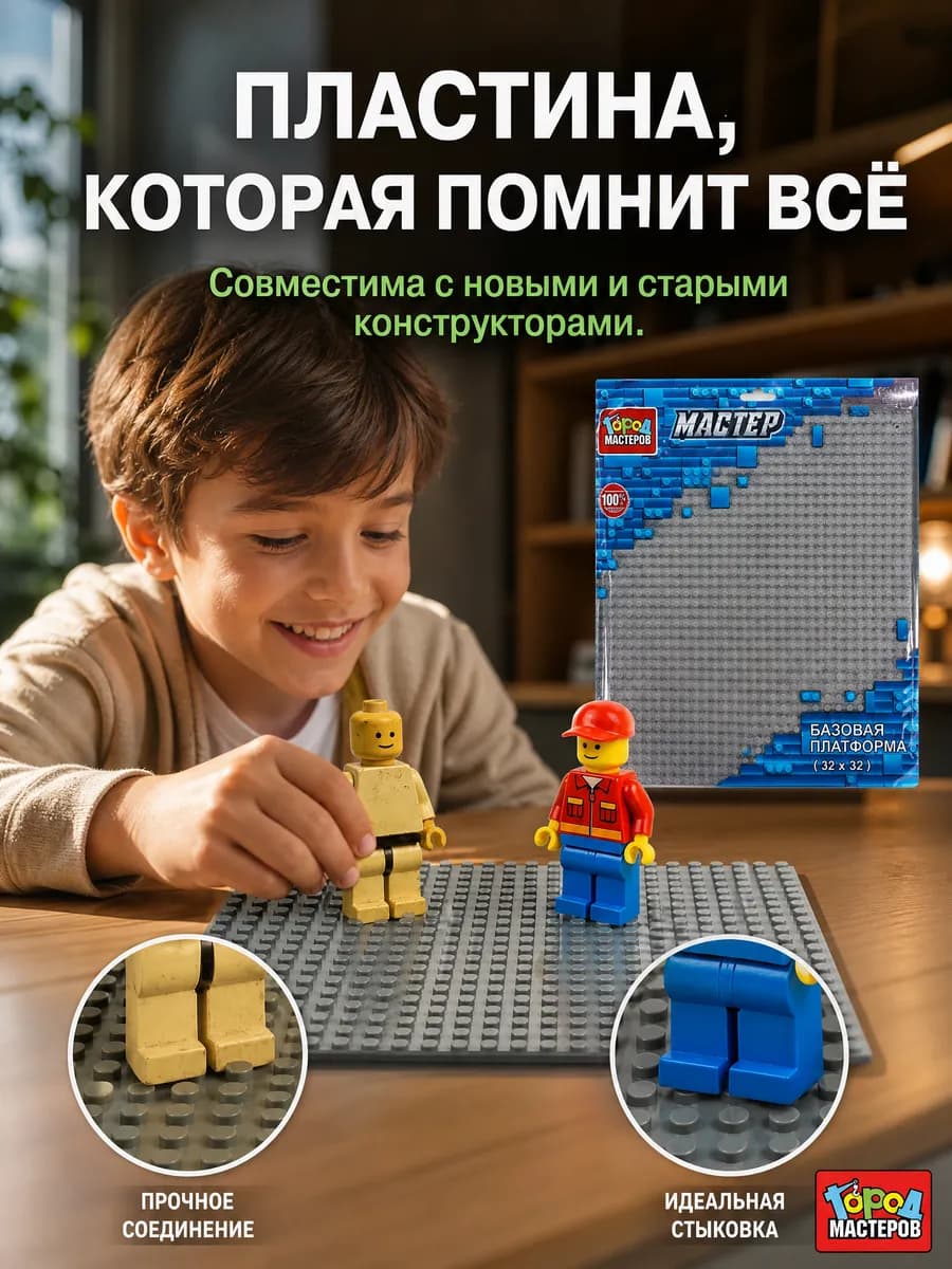 Пластина база для блочного пластикового конструктора
