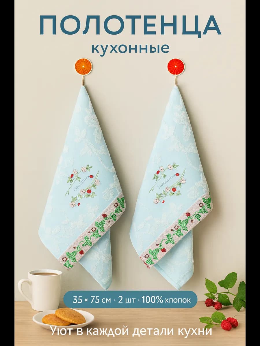 Полотенца кухонные махровые 2 шт