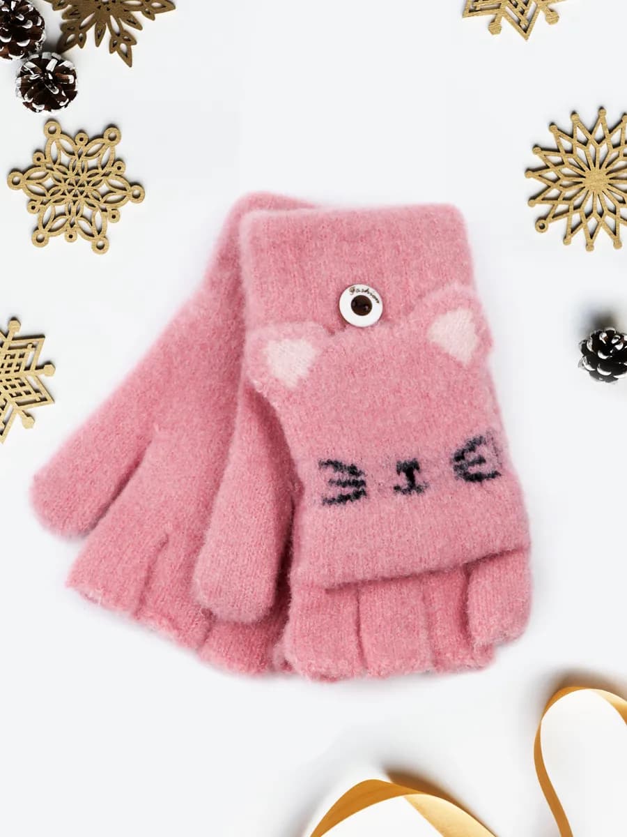 Перчатки-варежки без пальцев-митенки (5-7 лет)