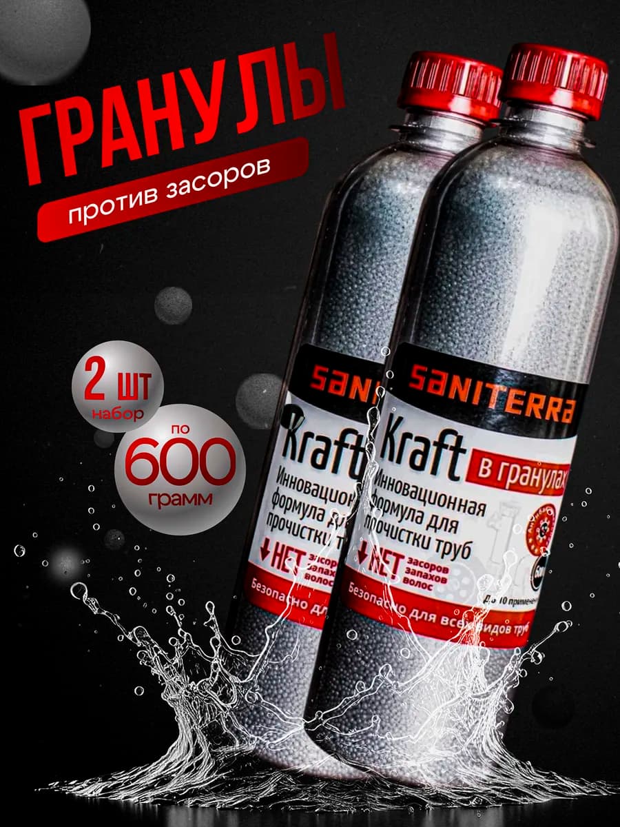 Активные гранулы от засоров, средство для прочистки труб
