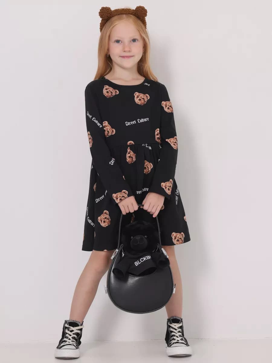 Платье в садик с длинным рукавом - фото 1