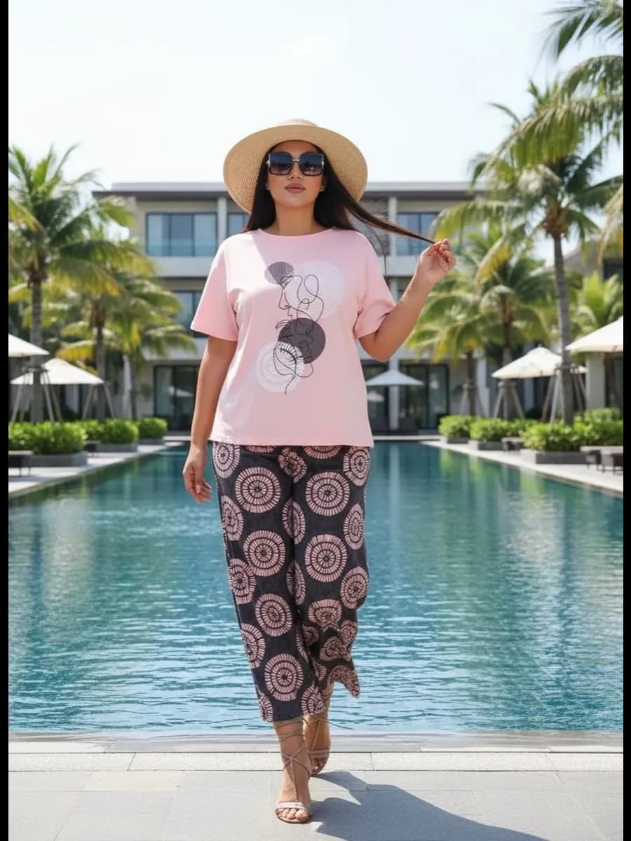 Костюм домашний со штанами больших размеров