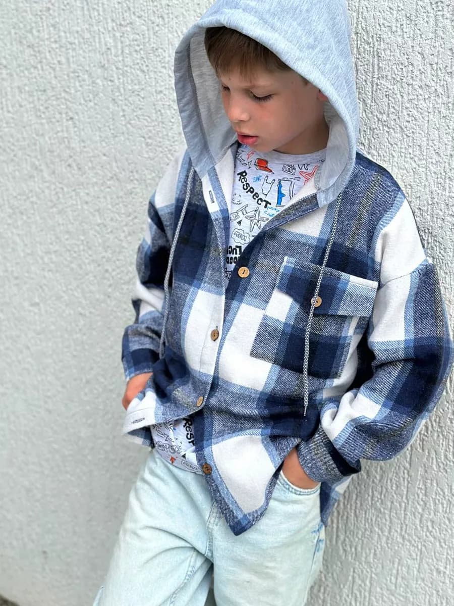 Рубашка для мальчика в клетку оверсайз