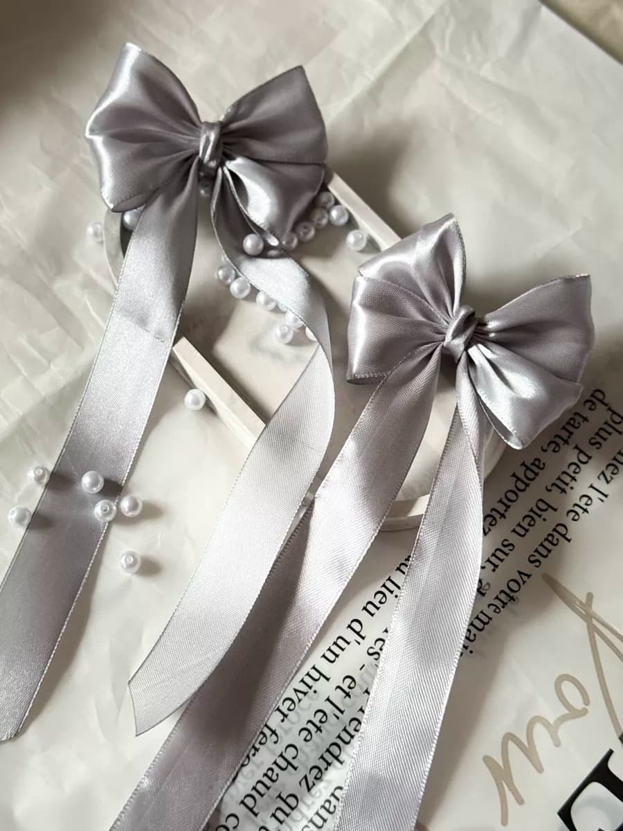 Заколки бантики для волос 2шт серые для девочек