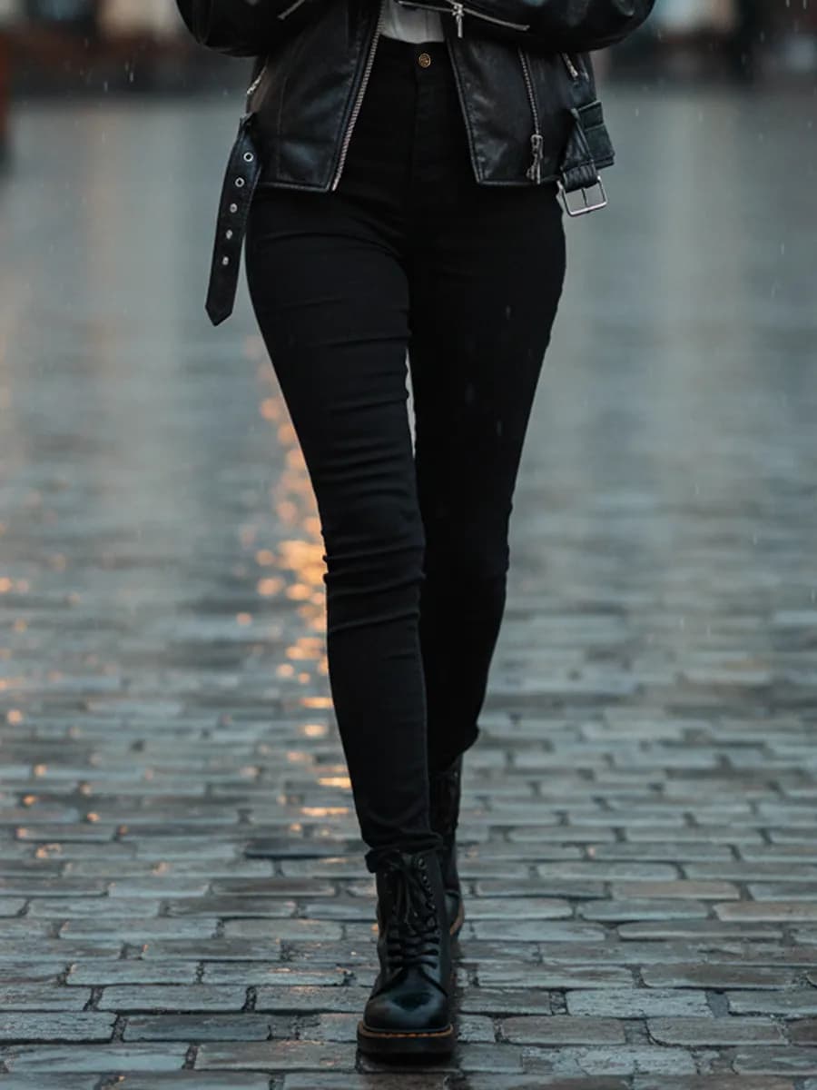 Джинсы черные зауженные с высокой посадкой скинни