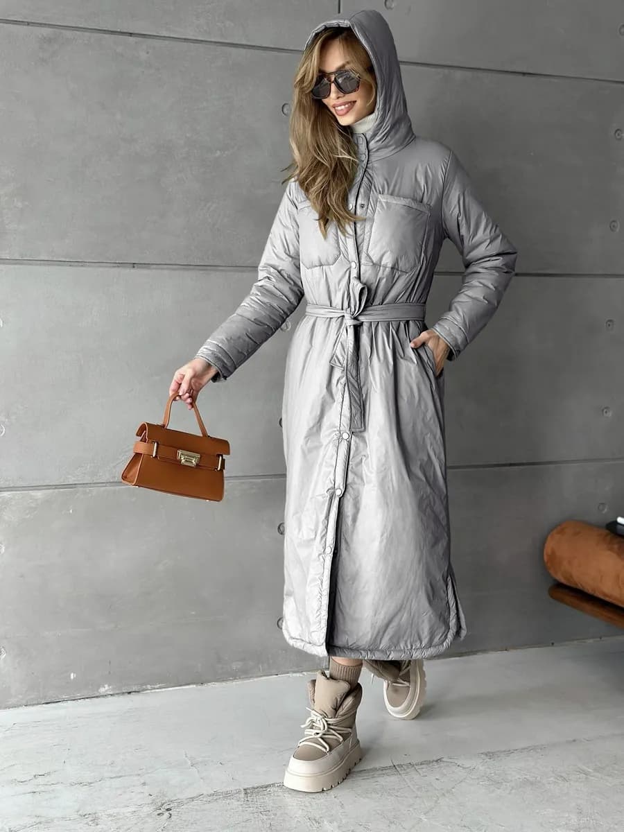 Удлиненная куртка рубашка с капюшоном