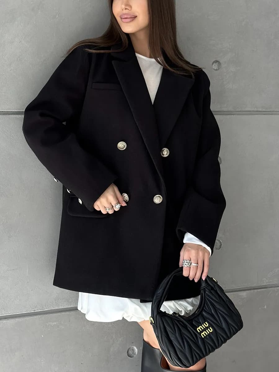 Пальто пиджак короткое демисезонное оверсайз