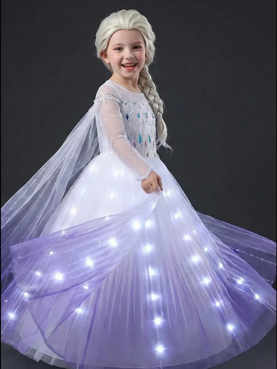 Платье Эльзы Холодное сердце со шлейфом светящееся