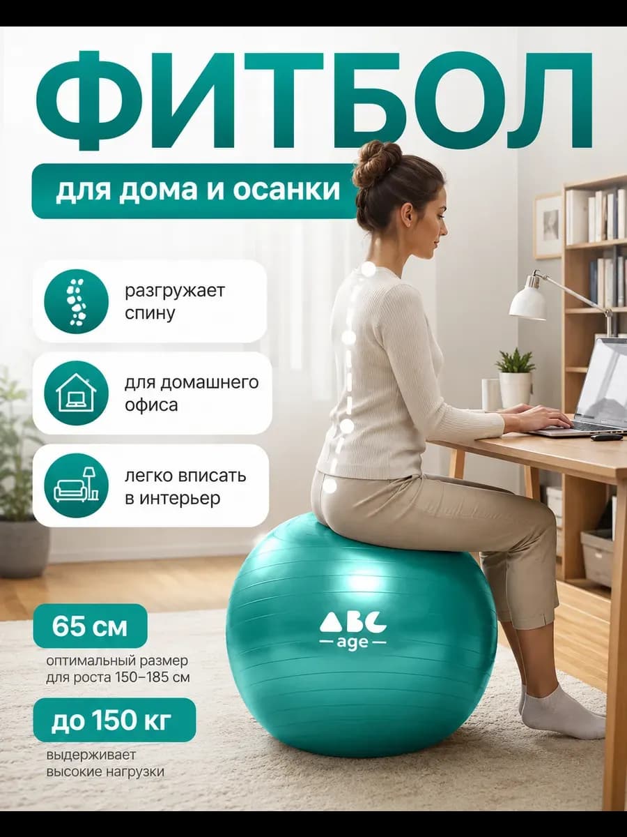 Фитбол для грудничков мяч гимнастический 65 см