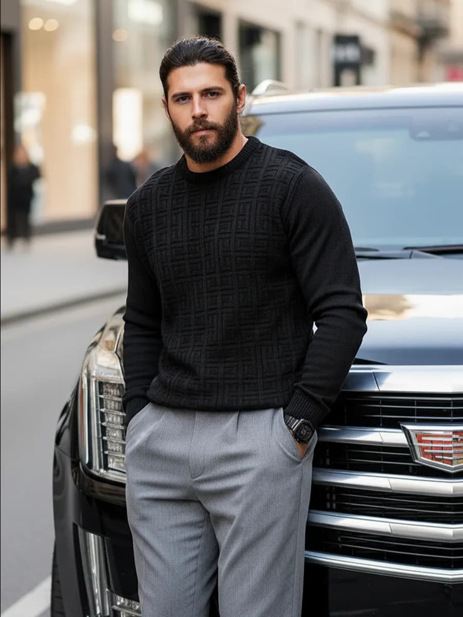 Свитер теплый вязаный