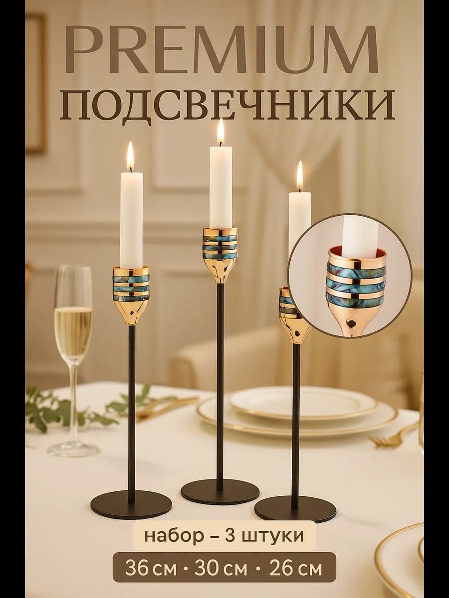 Набор подсвечники для свечей 3 штуки