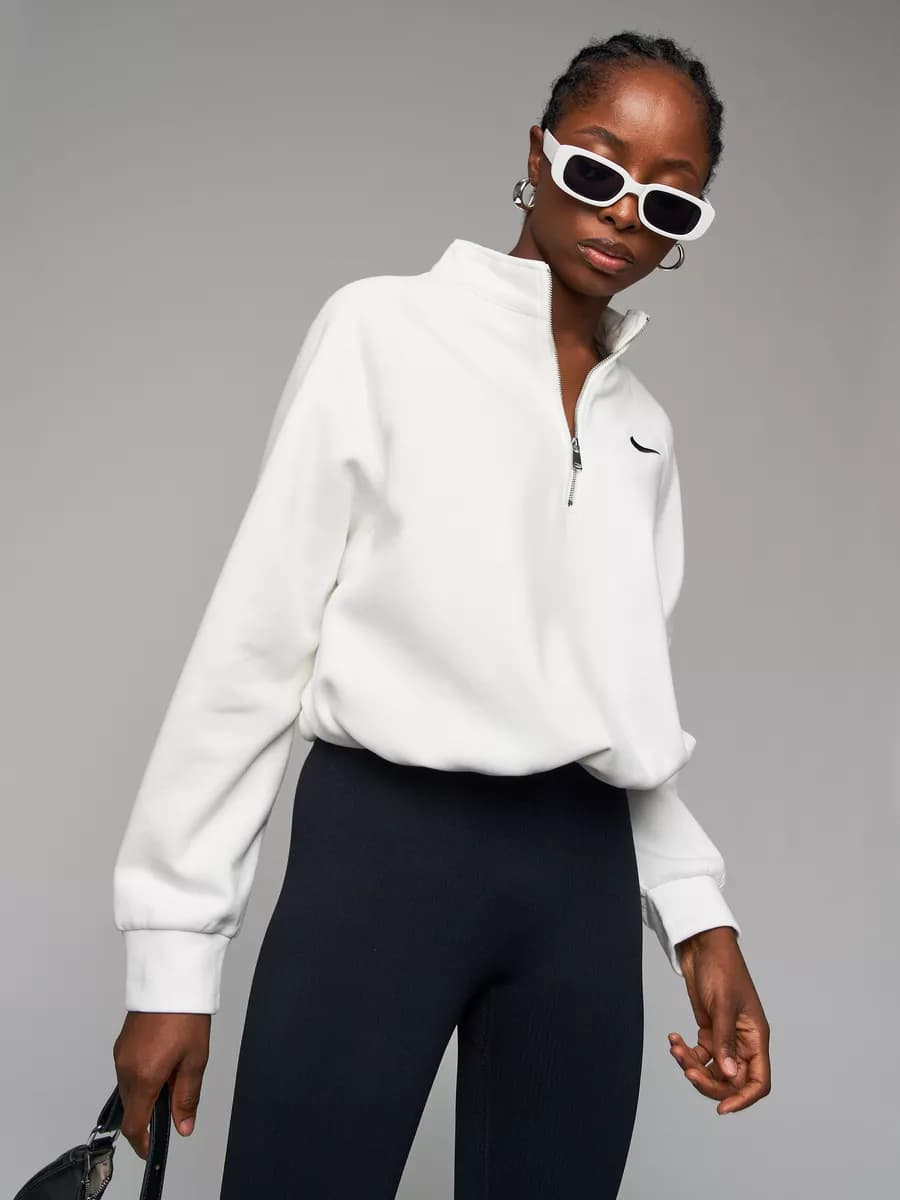 Свитшот оверсайз на молнии, укороченный