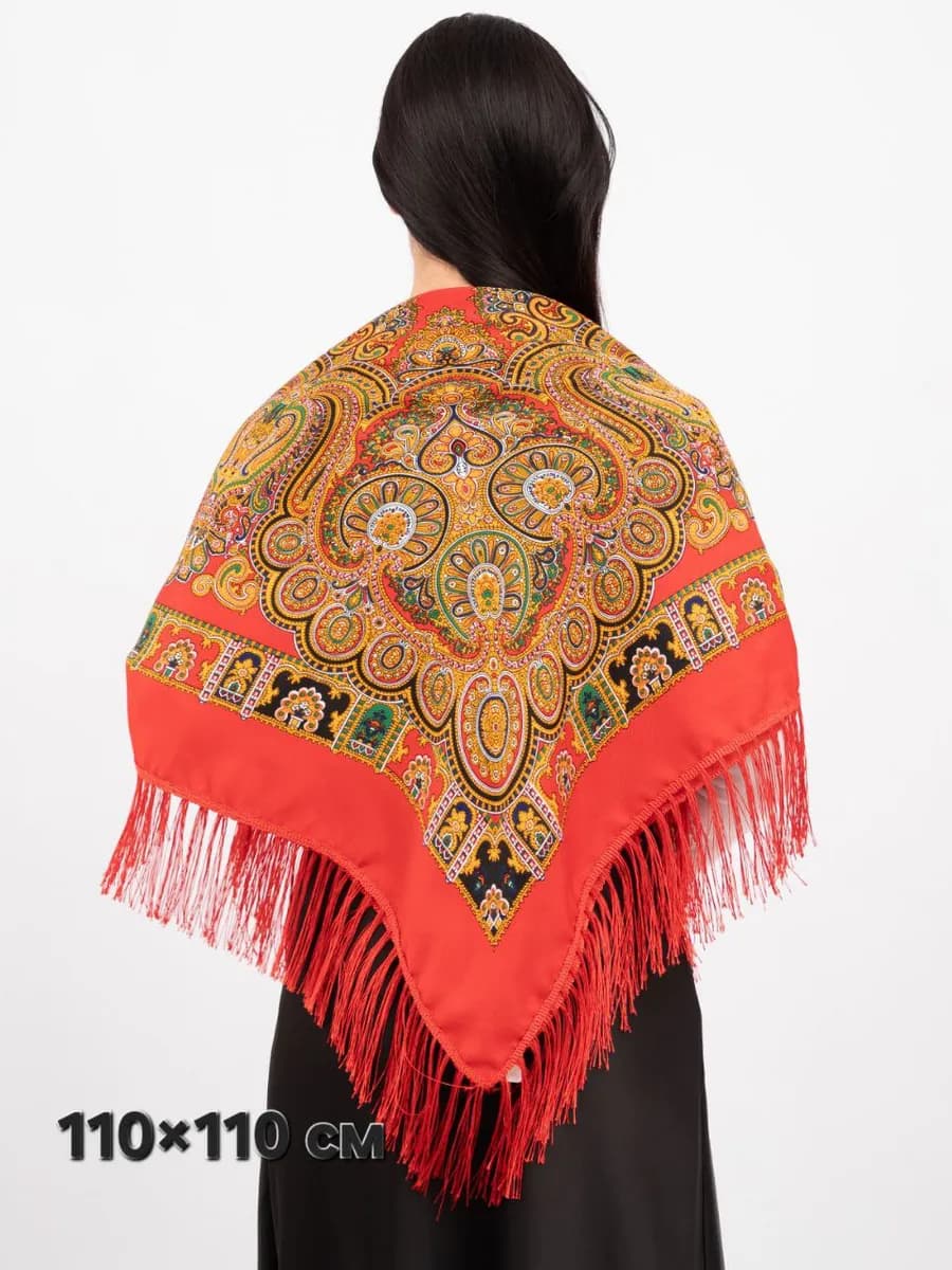 Платок цветной, русский народный на голову и плечи