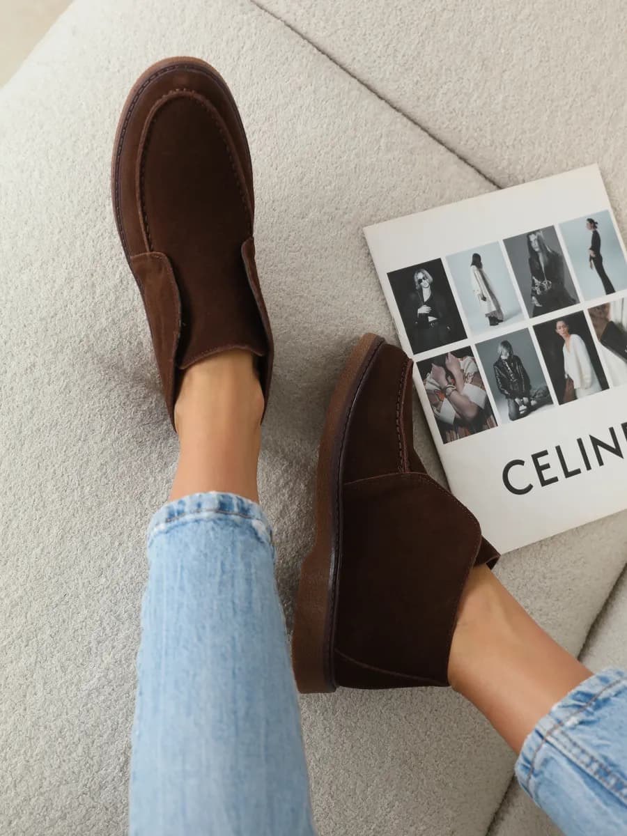 Полуботинки женские демисезонные натуральная замша - фото 1