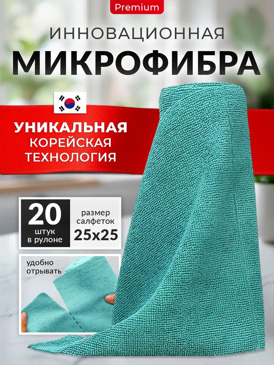 Салфетки тряпки в рулоне многоразовые из микрофибры
