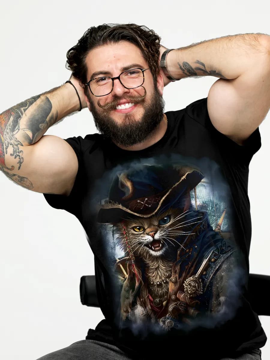 Футболка с принтом кота пирата