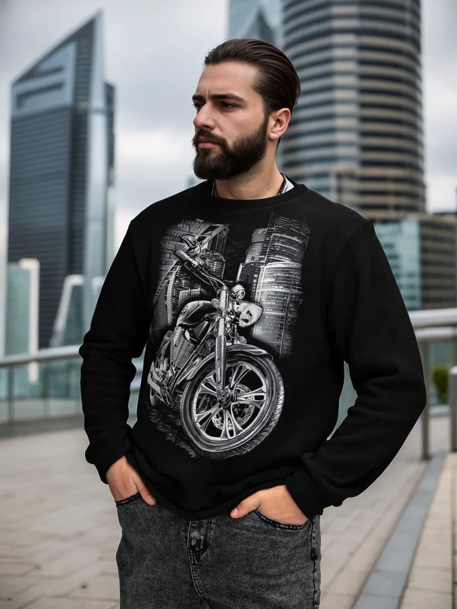 Свитшот флисовый с двухсторонним принтом