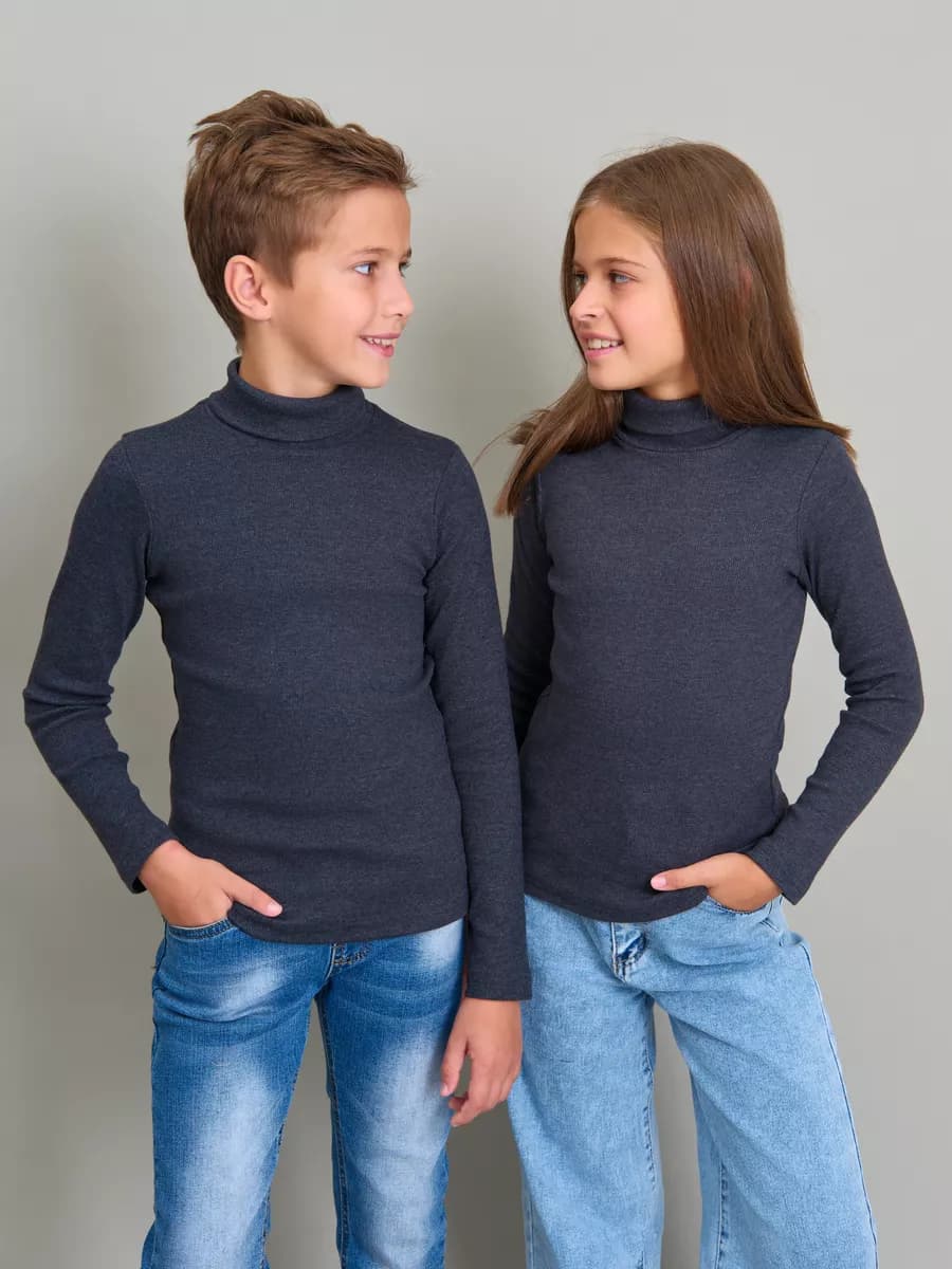 Водолазка детская в рубчик базовая школьная