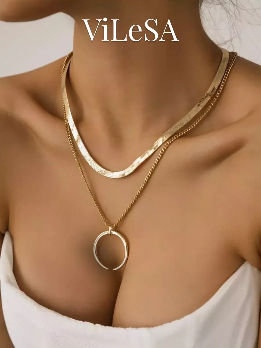 Колье на шею бижутерия длинная цепочка с подвеской