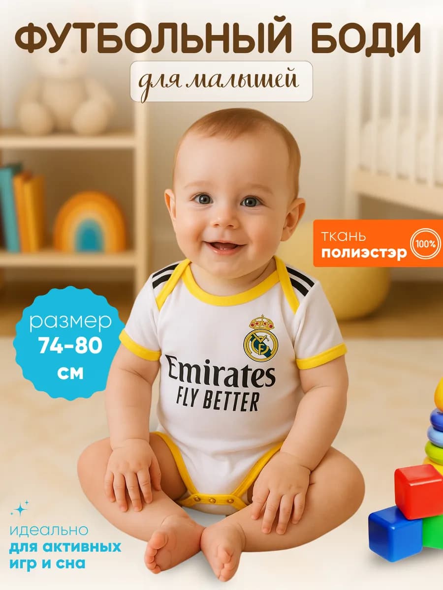 Футбольное боди для малышей Реал Мадрид