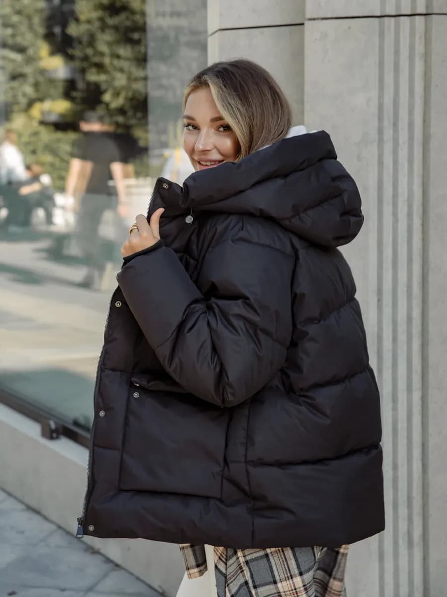 Куртка зимняя оверсайз с капюшоном