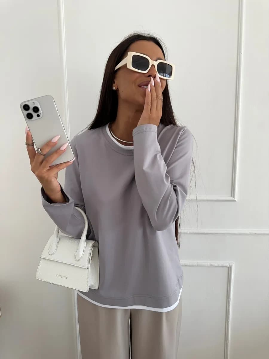 Лонгслив хлопковый кофта оверсайз