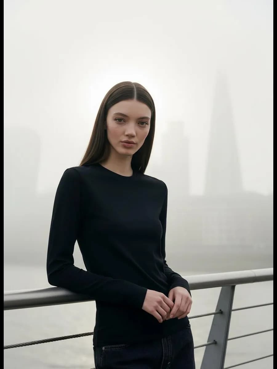 Лонгслив облегающий с длинным рукавом