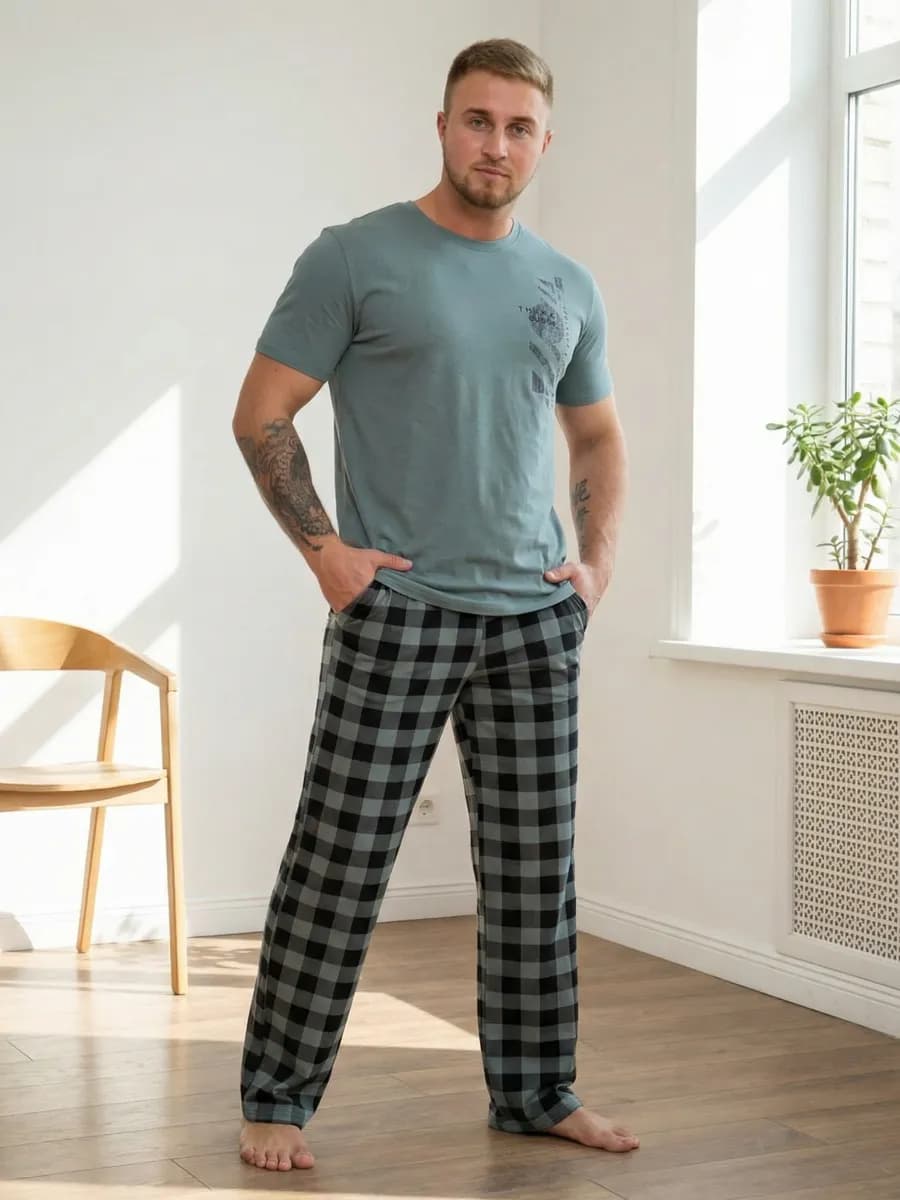 Домашний костюм с брюками трикотажный