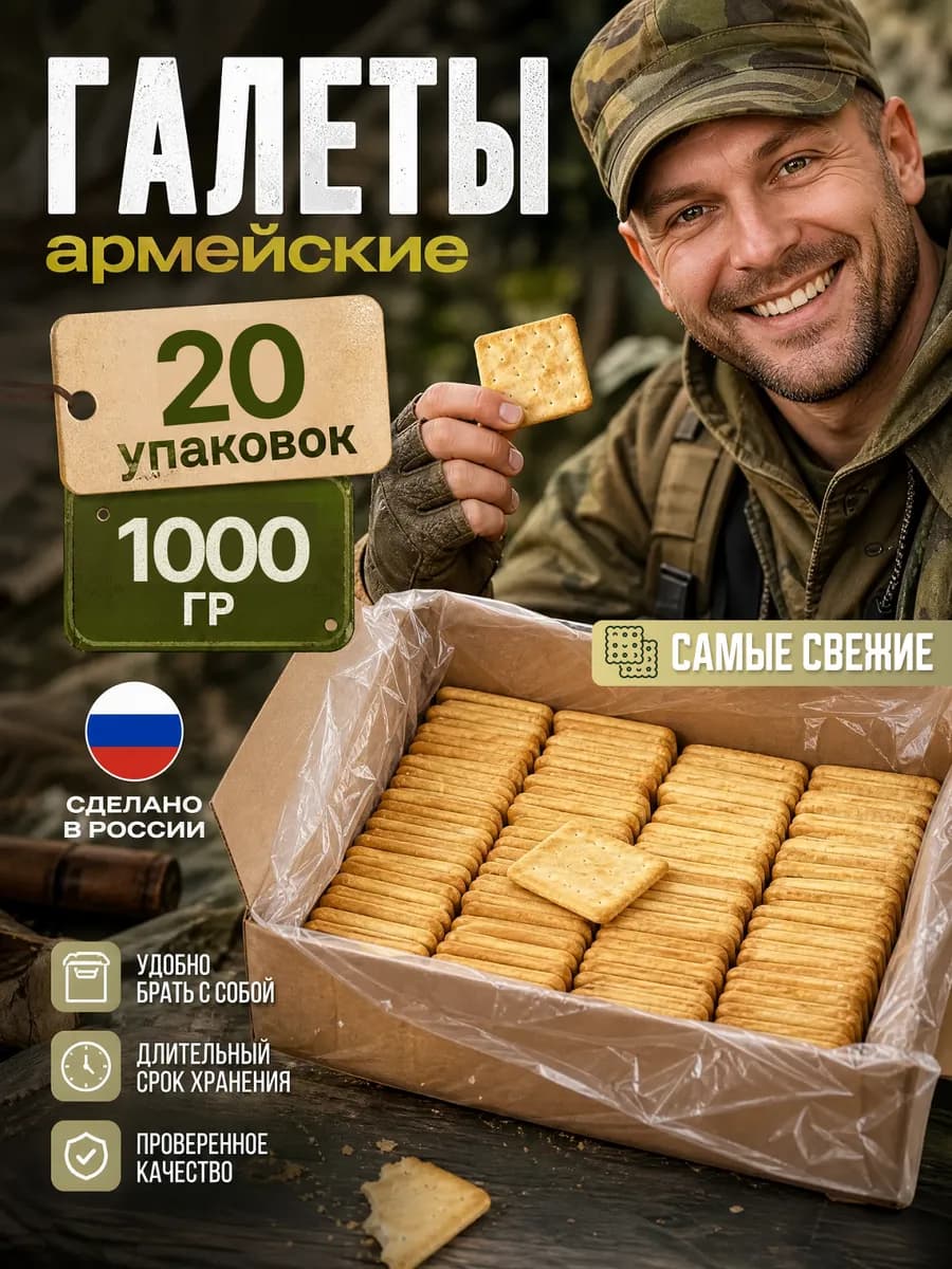 Галеты армейские в коробке крекеры сухпаек ирп