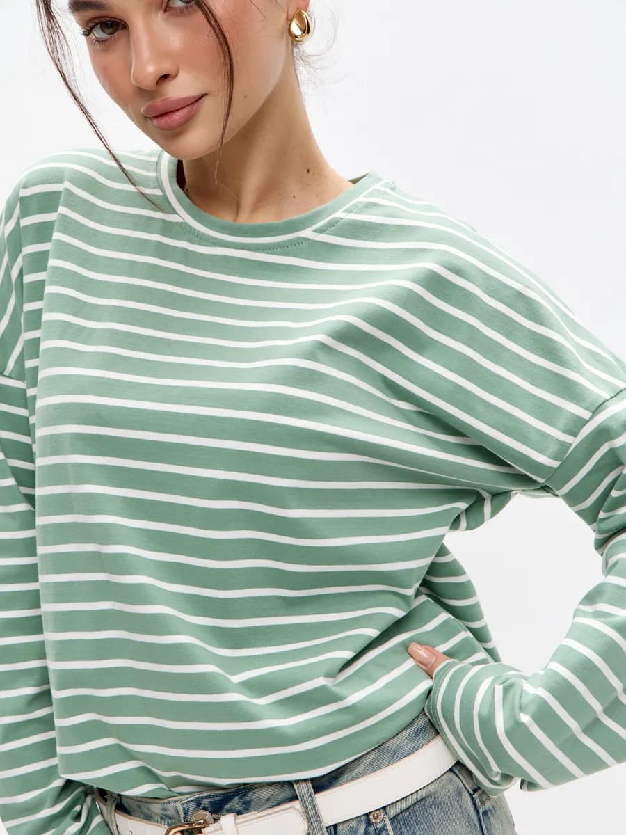 Лонгслив оверсайз в полоску тельняшка