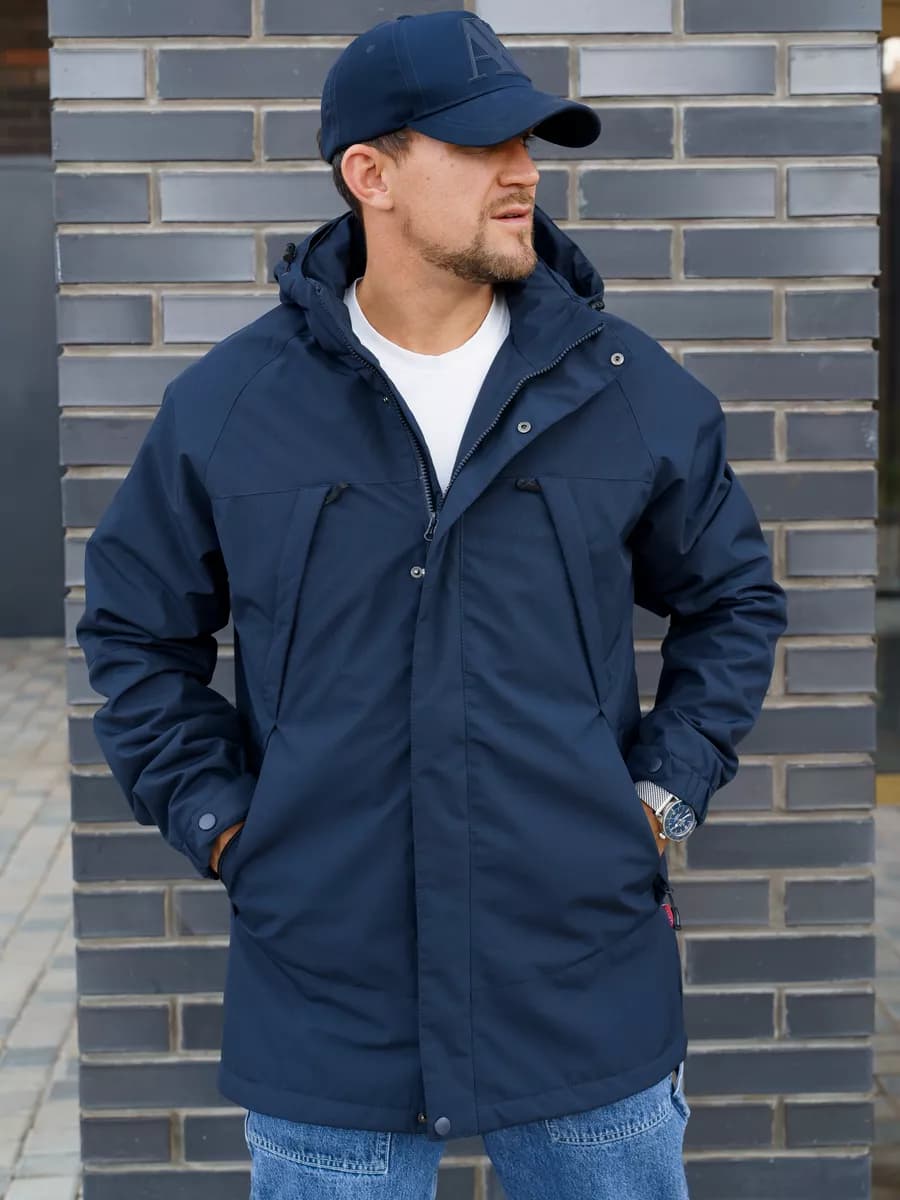 Куртка демисезонная осенняя с капюшоном удлиненная ветровка