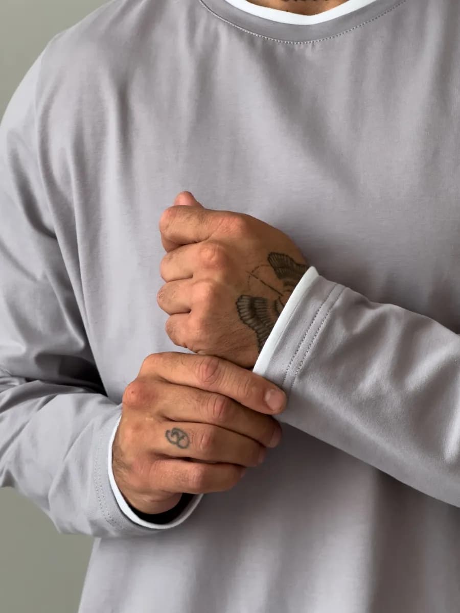 Лонгслив хлопковый трикотажный - фото 1