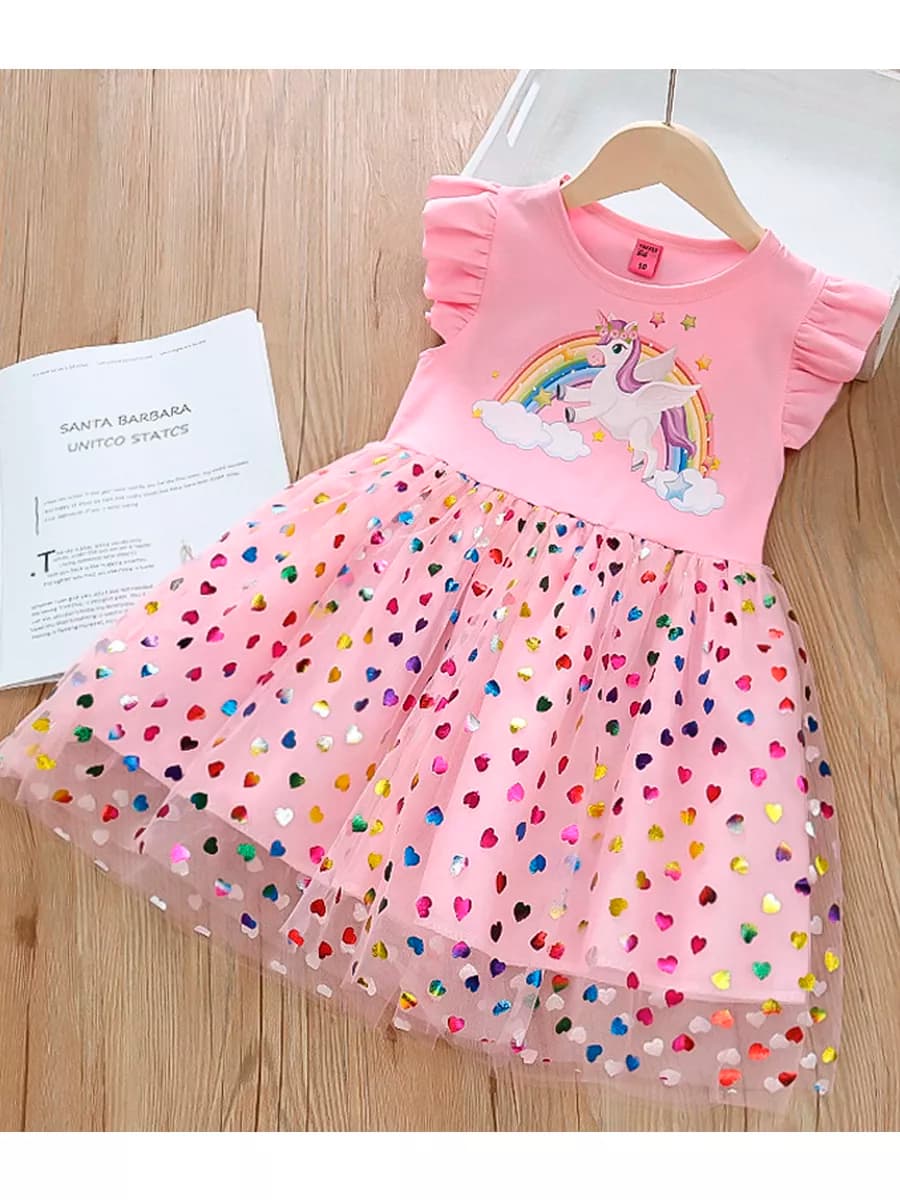 Платье нарядное "Единорожка с радугой"