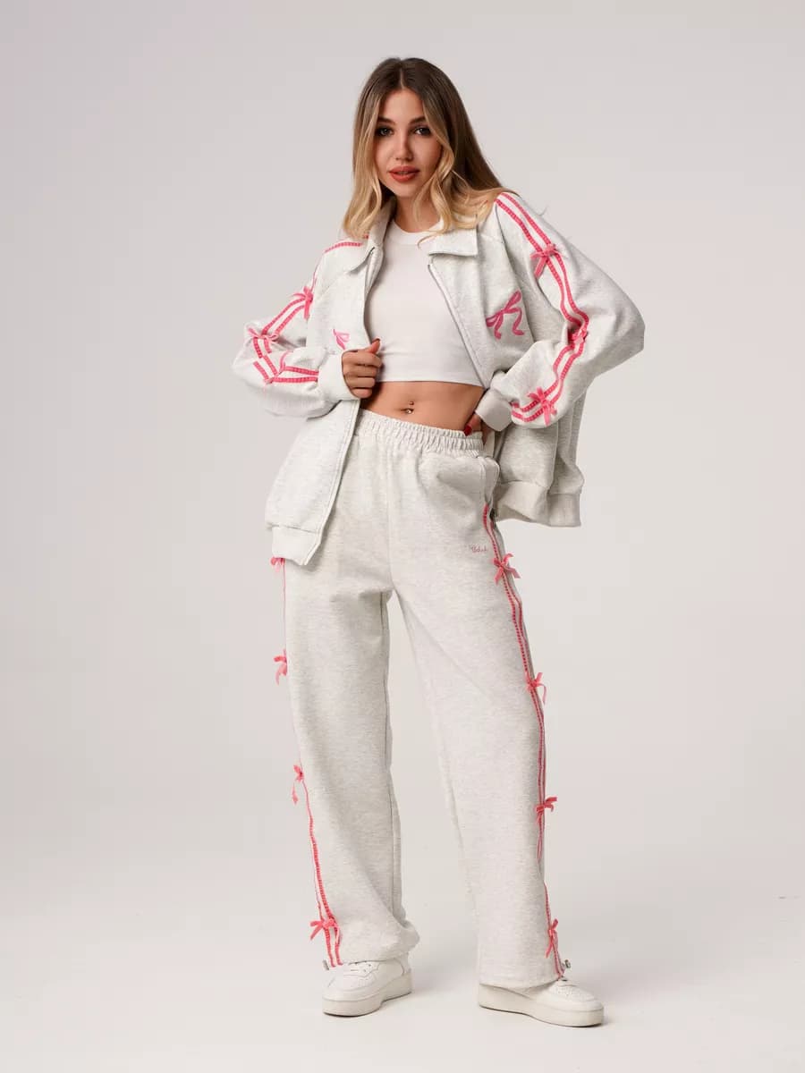 Костюм спортивный с бантиками в стиле y2k оверсайз