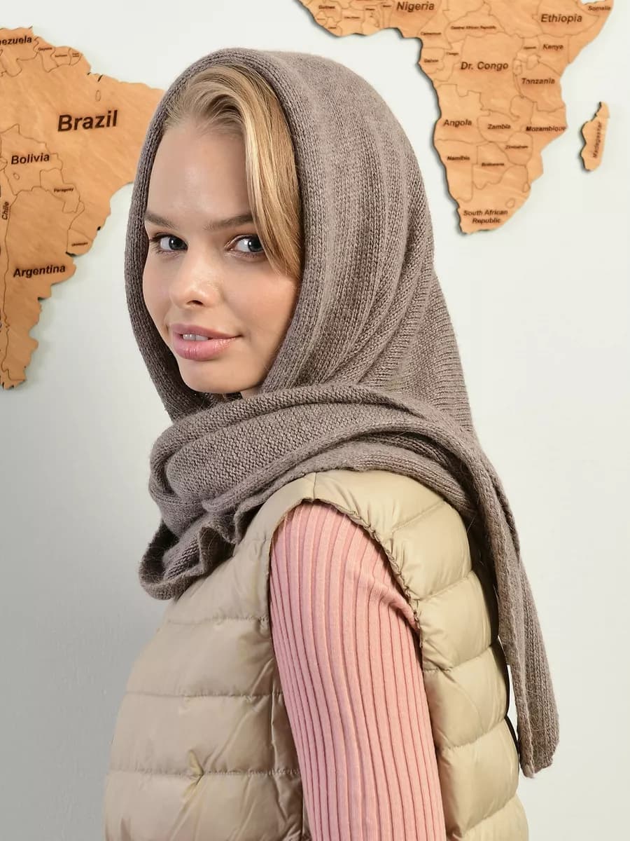 Платок женский зимний вязаный, палантин, шарф косынка