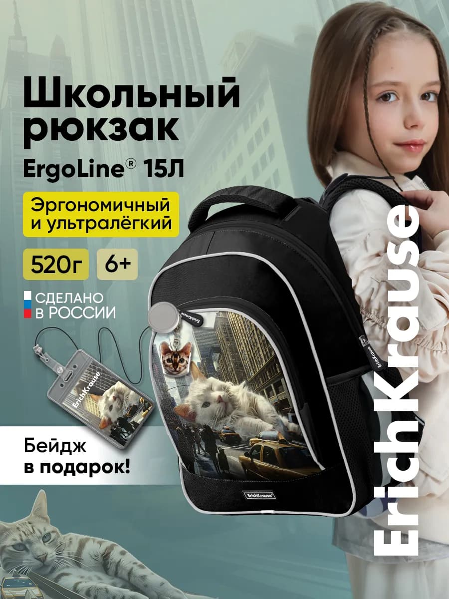 Школьный рюкзак с грудной перемычкой ErgoLine 15L