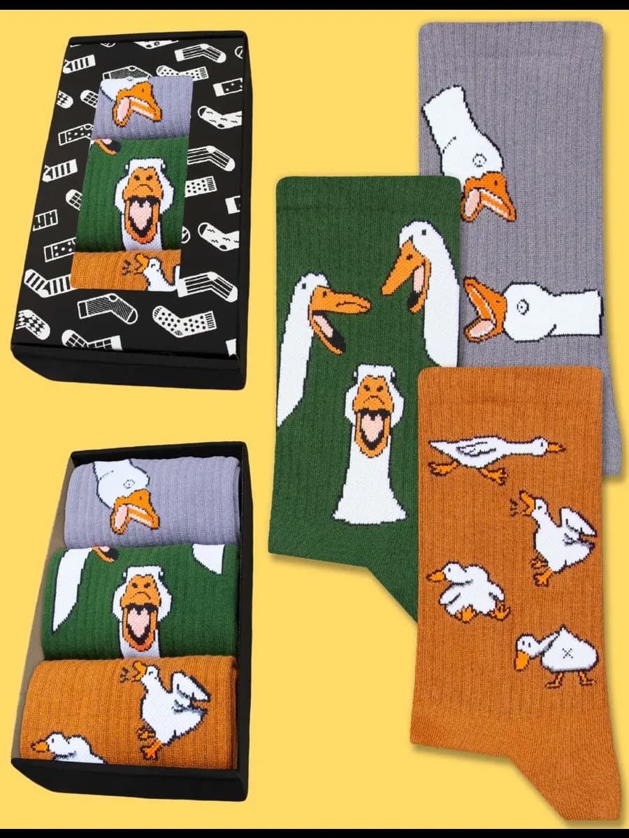 Высокие прикольные носки с принтом и рисунком набор 3 пары