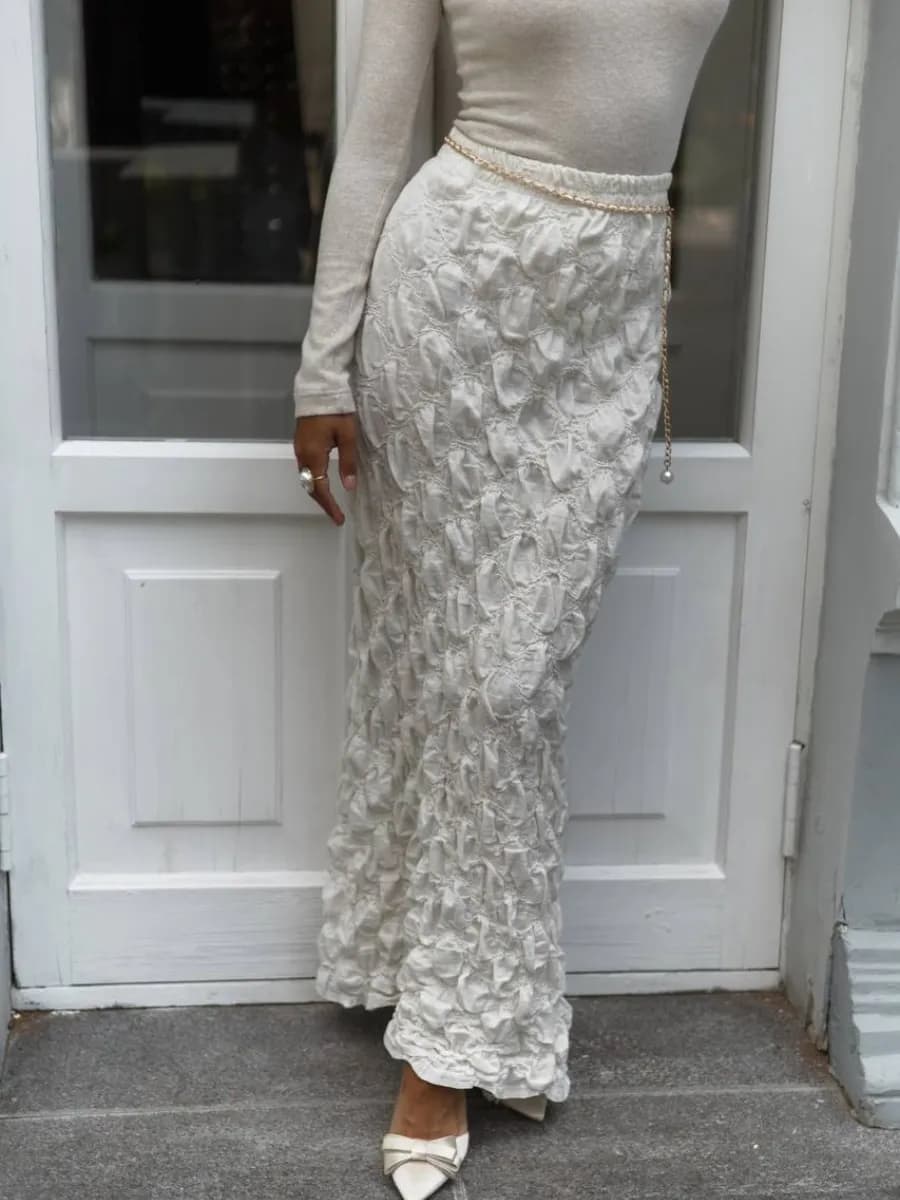 Юбка длинная вечерняя жатая на резинке