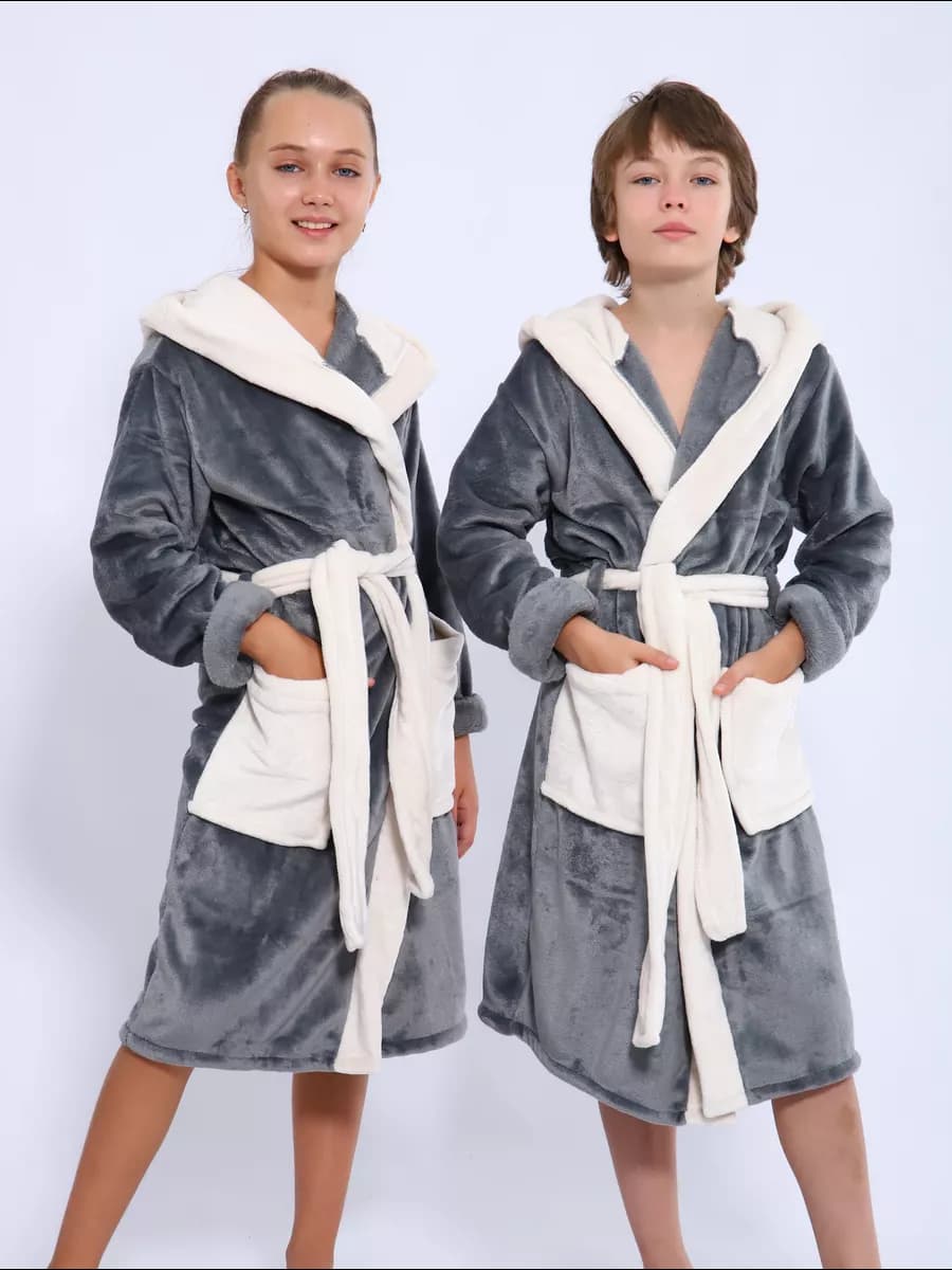 Халат домашний теплый банный махровый с капюшоном