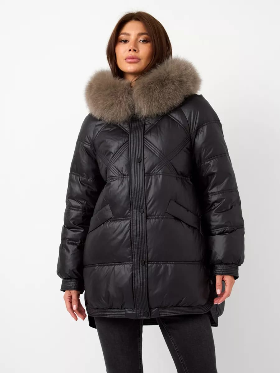 Куртка зимняя удлиненная с капюшоном - фото 1