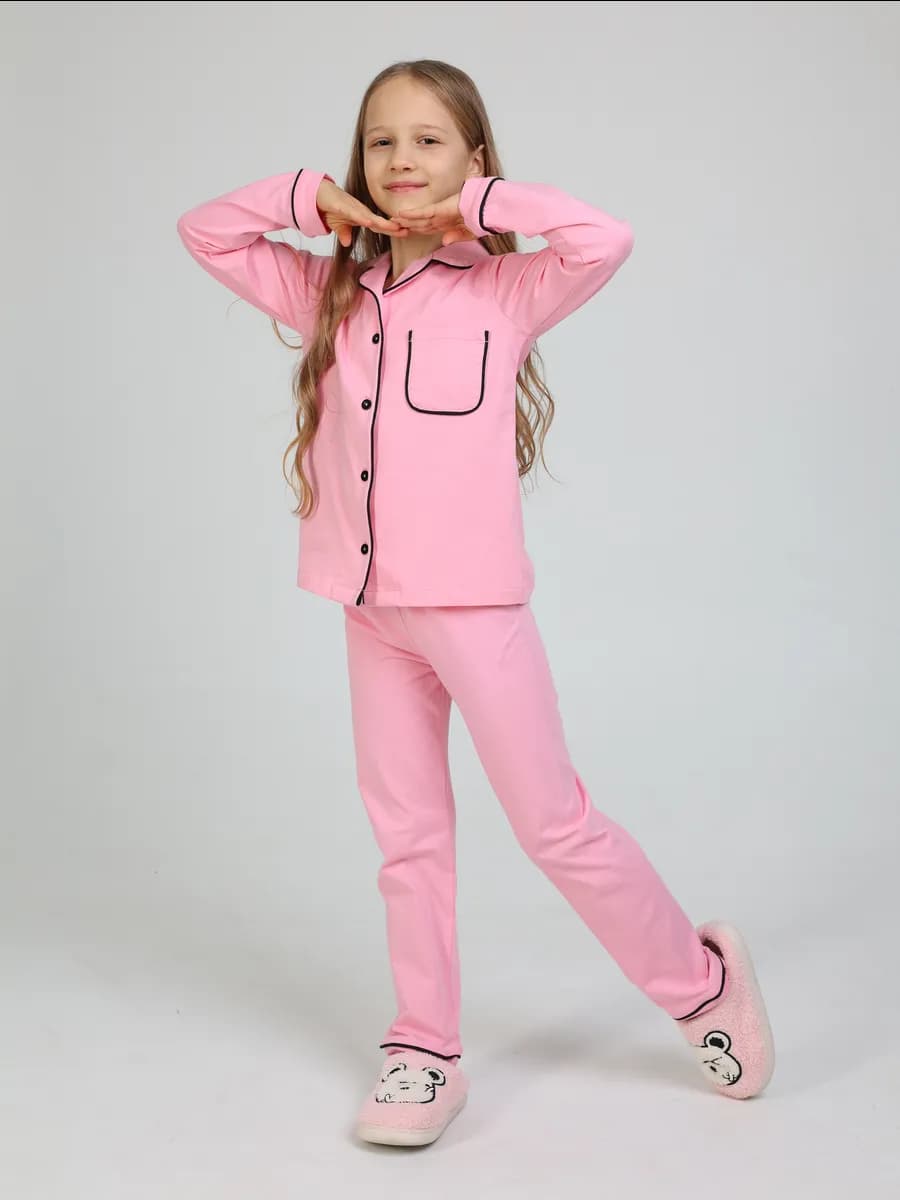 Пижама со штанами и рубашкой трикотажная хлопок