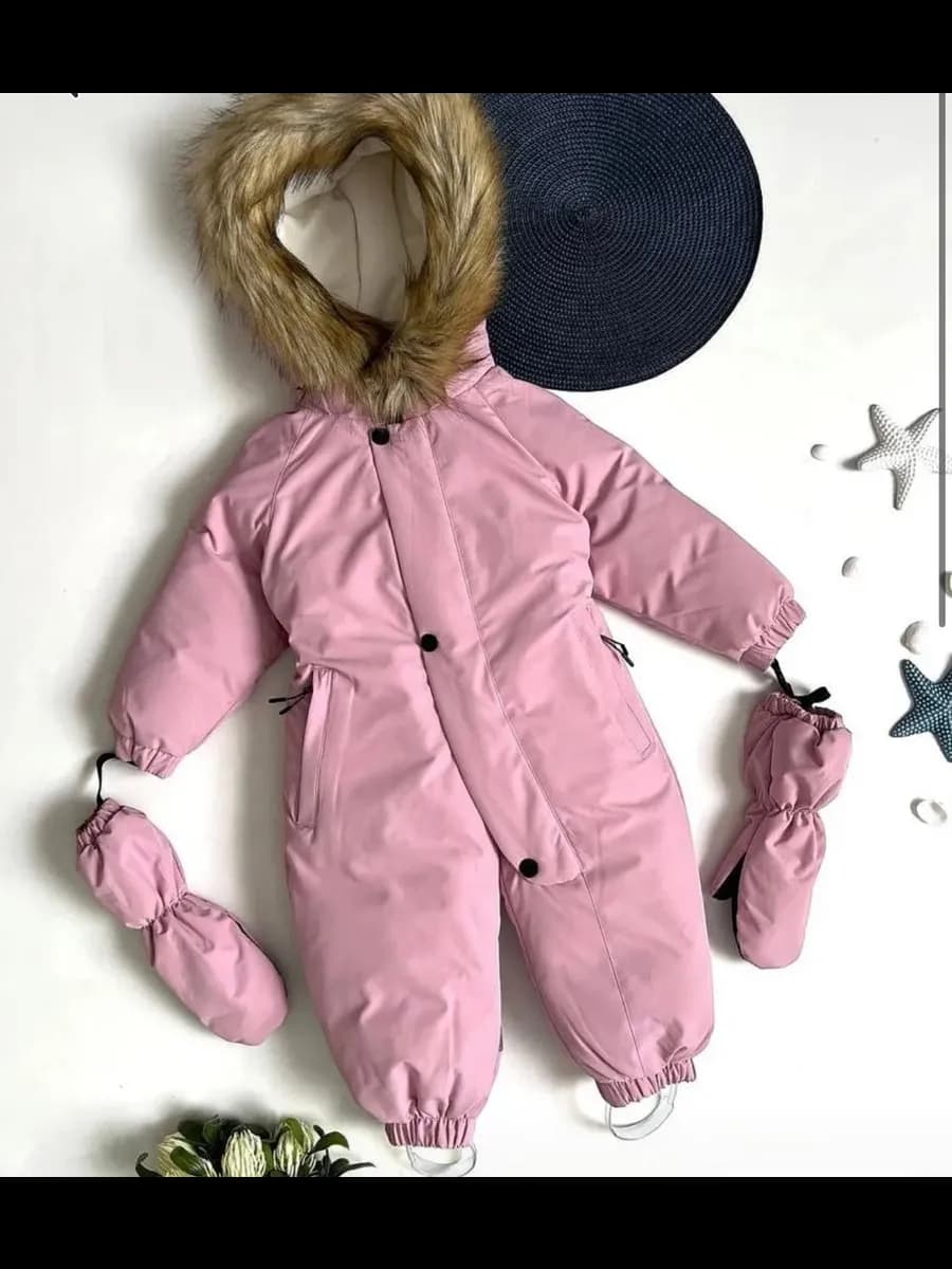 Зимний комбинезон мембрана теплый с меховым капюшоном