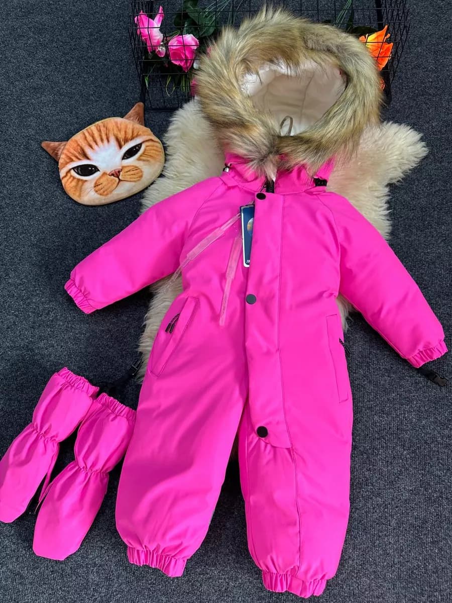 Зимний комбинезон мембрана теплый с меховым капюшоном