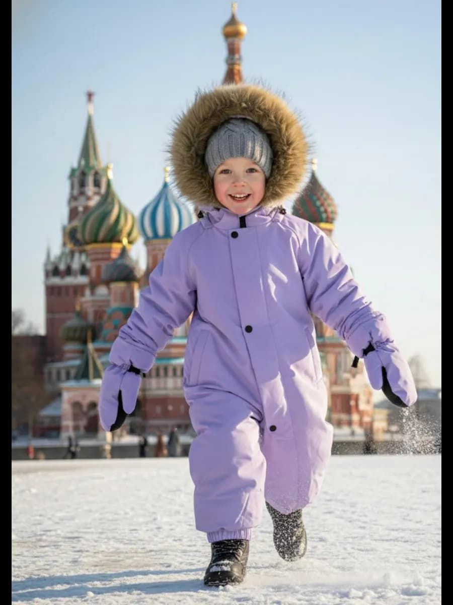 Зимний комбинезон мембрана теплый с меховым капюшоном