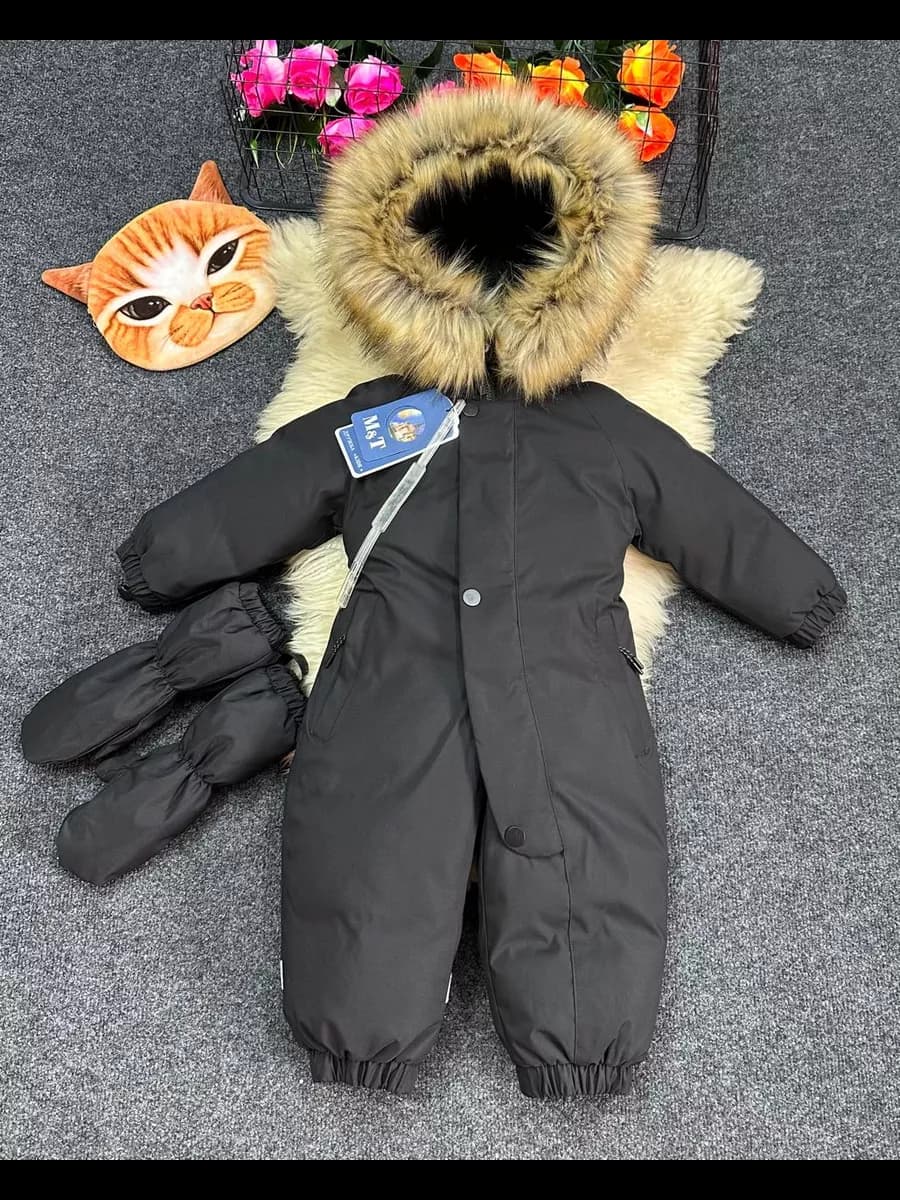 Зимний комбинезон мембрана теплый с меховым капюшоном - фото 1