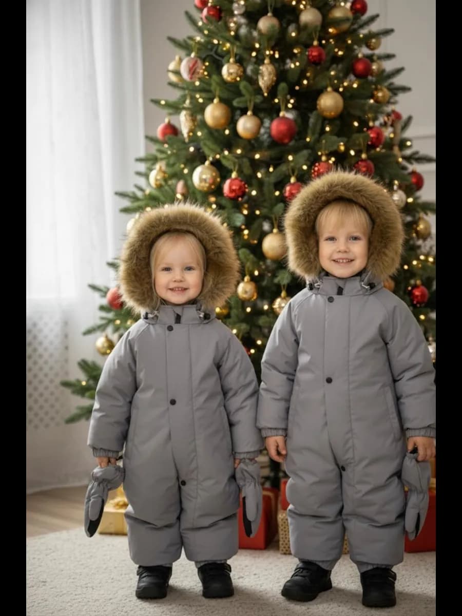 Зимний комбинезон мембрана теплый с меховым капюшоном